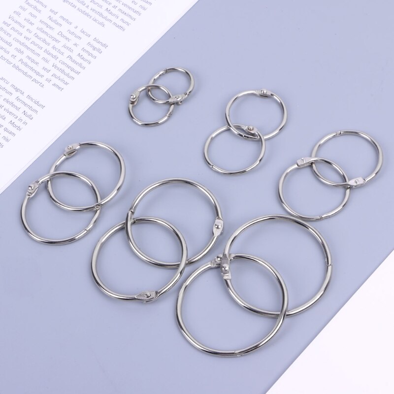 Anillo de Metal para encuadernación de hojas sueltas, aro multifuncional para encuadernación de libros, llavero circular, suministros de oficina, 10 Uds.