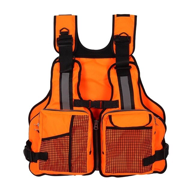 Life Jacket Fishing Swimming Outdoor Life Vest Boating for Adult Man Water Sport Vest Drifting Life Jacket Sailing Bearing 110KG: Orange