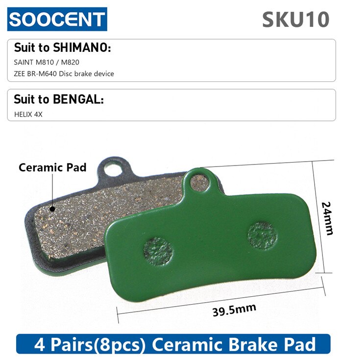 Pedal de freio a disco hidráulico de cerâmica para bicicleta 4 pares, 8 peças pastilhas de freio para shimano sram avid hayes magura acessórios de peças de ciclismo para bicicleta: 10