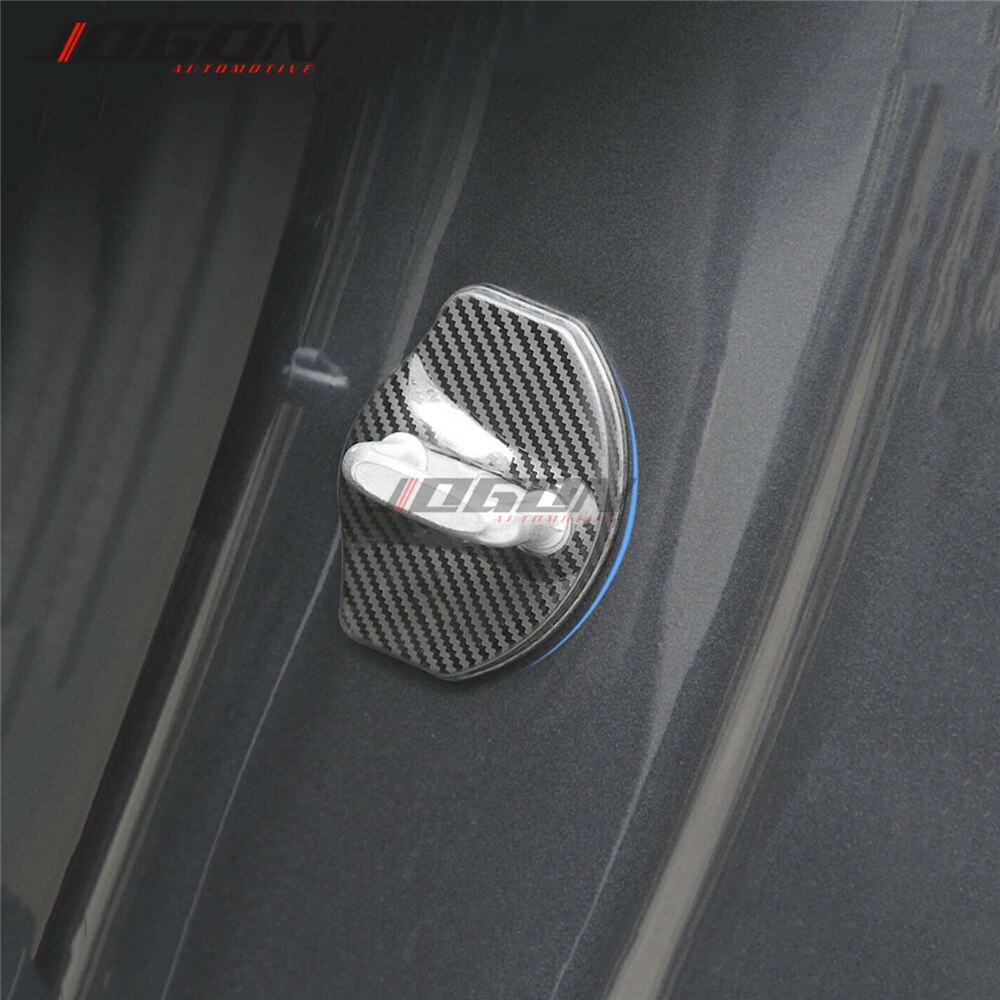 S.Steel Carbon Look For Tesla Model 3 - Door Lock Buckle Striker Trim Protection Cover Cap Car-Styling