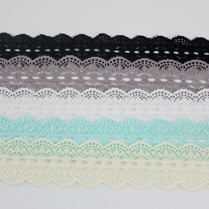 20 Yards 3.5Cm Geborduurd Stretch Kant Lint Kledingstuk Elastische Accessoires Bruiloft Decoratie Tape