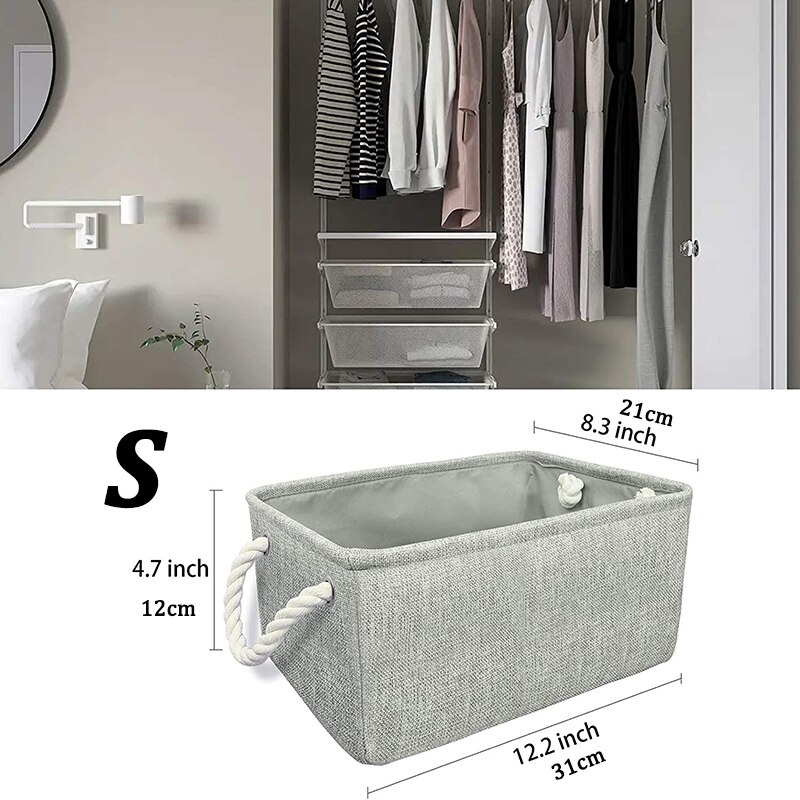 S/M/L Opslag Mand Linnen Home Storage Mand Katoen Touw Handvat Opbergdoos Stof Mand Thuis kantoor Kast Rack