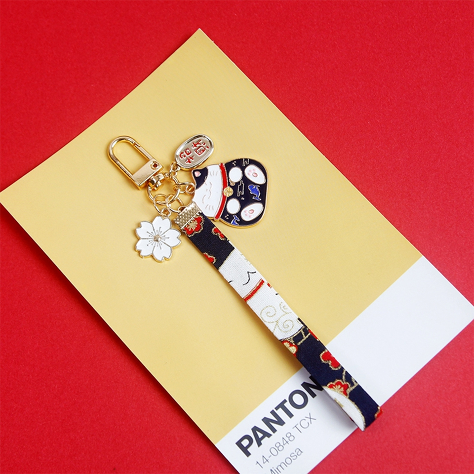 Japanese Smart phone Strap Lanyards for iPhone Samsung Keys Decoration Daisy Tassel Cat Mobile Phone Strap Rope Phone Charm: D