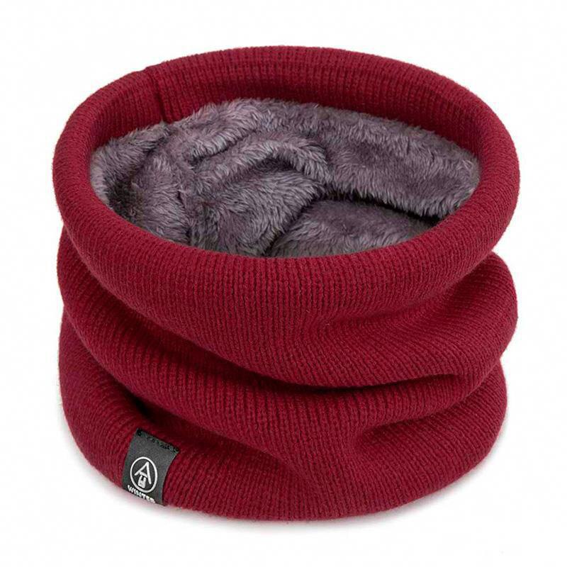 Sciarpa calda invernale per ragazzi ragazze bambini sciarpa per bambini sciarpe con collo in lana spessa sciarpa anello in maglia di cotone sciarpe solide: G Wine red