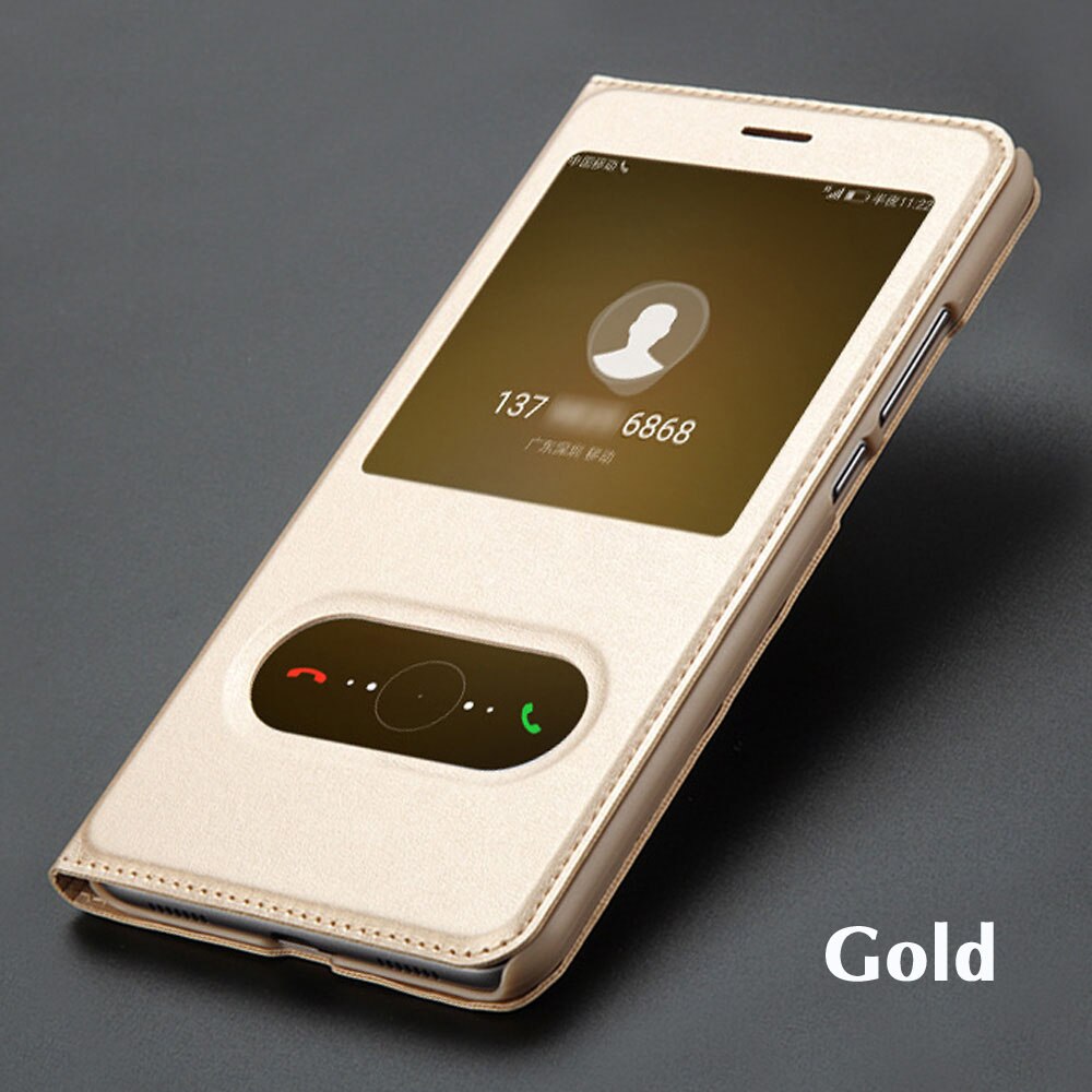 Flip Leahter Phone Case For Huawei Honor 9 Lite Honor9 Premium STF-L09 9lite Window View Cover for Huawei Honor 10 Honor10 Case: for Honor 9 Lite / Gold