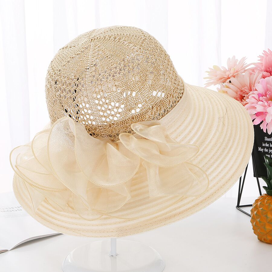 Kerk Hoeden Voor Vrouwen Breien Hollow Vintage Style Organza Zonnehoed Elegante bloemen Vrouwen Party Wedding Hoeden Haar Accessoire