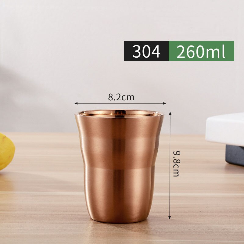 175/260/300/480ml dubbele lagen roestvrijstalen koffiebeker, voedselveilige cola, melk, thee, biermok, draagbare metalen reisbeker: 260ml stijl e