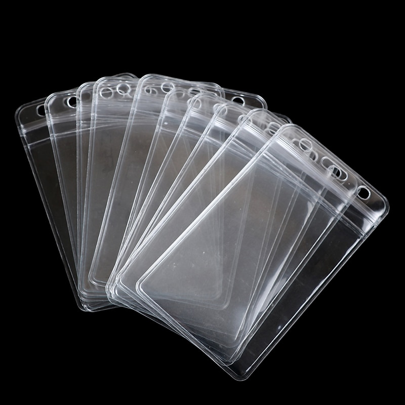 Weergaloze 10 stks/partij Verticale Transparant Vinyl Plastic Wist ID Card Bag Case Badge Houder Accessoires
