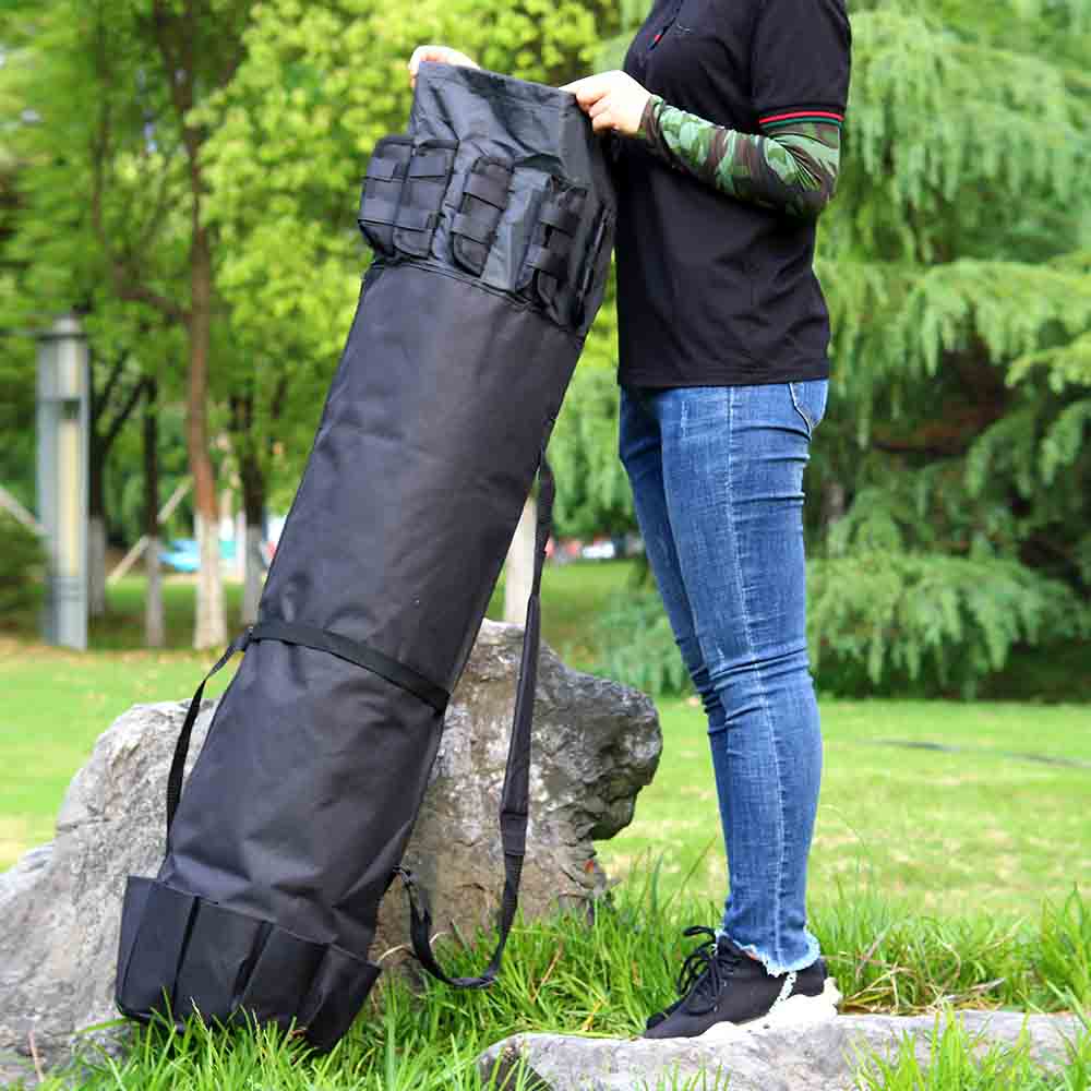 Multifunctional Folding Fishing Rod Bag Portable Lure Carrier Case Pole Storage Backpack Reel Case Fishing Tackle Bag: Black