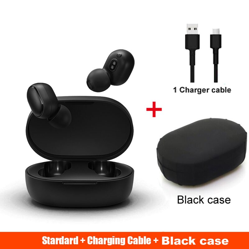 Xiaomi mijia AirDots VS Redmi Airdots bluetooth earphones TWS AirDots Earphone headset earbuds smart AI Control headsets: add black case cable