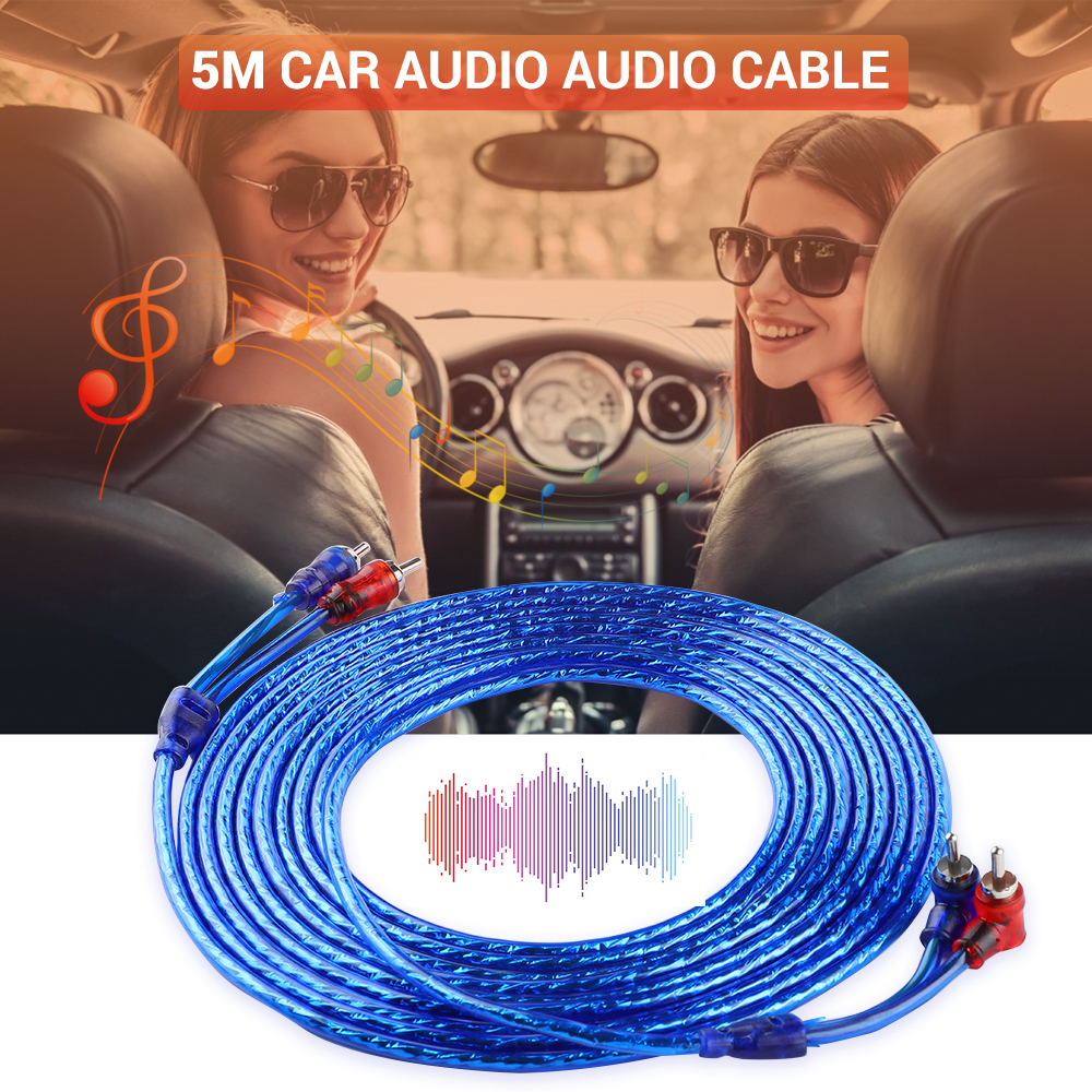 Amplificateur Audio de voiture 5M 2 RCA à 2 RCA, câble tressé en cuivre pur, ligne de fil pour système Hi-Fi numérique stéréo pour Home cinéma