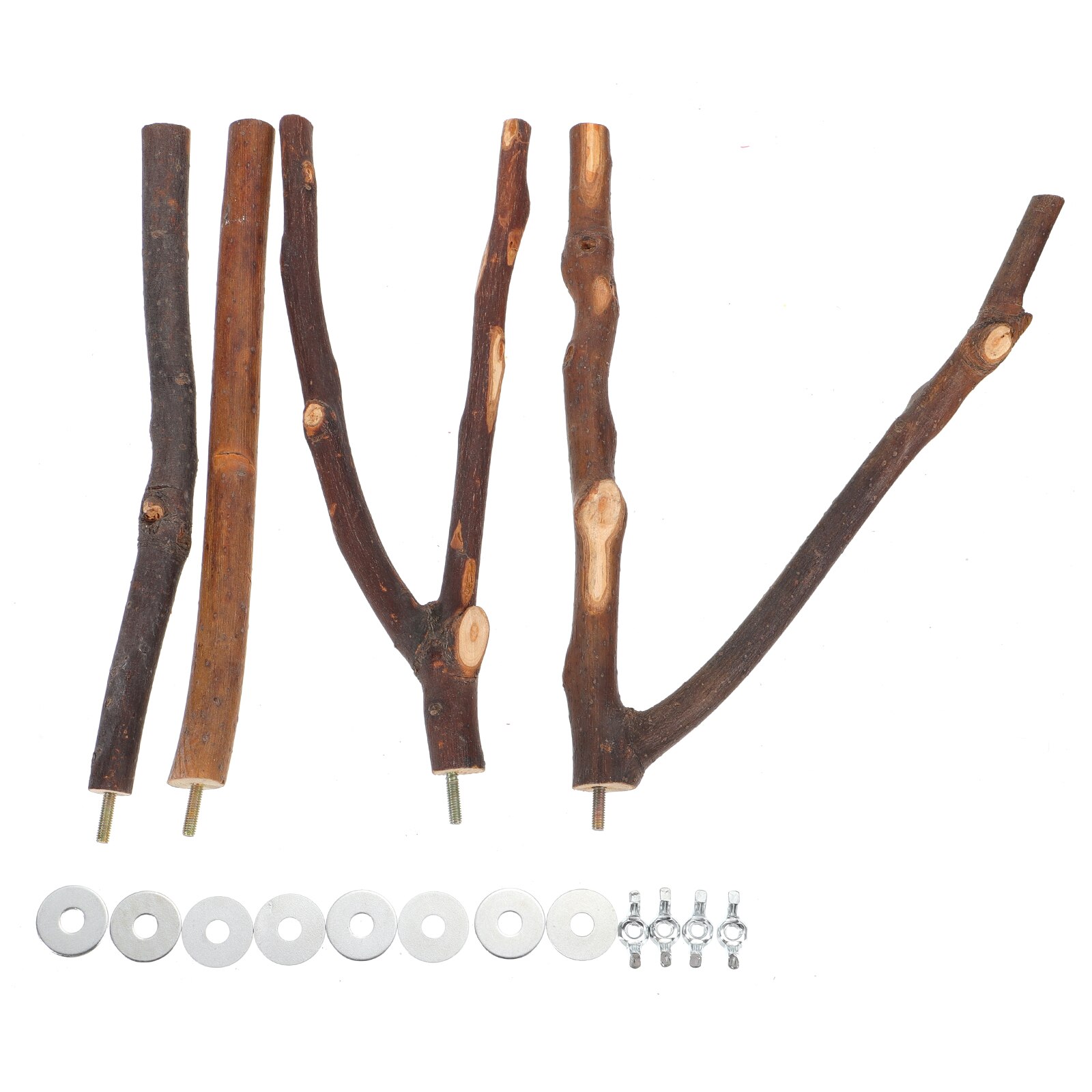 4pcs Bird Perch Pole Parakeet Standing Branch Parrot Climbing Wood Perch