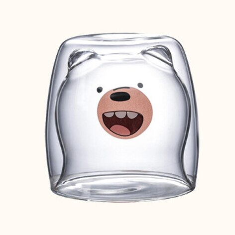 270 Ml Double Coffee Cup High Borosilicate Glass Cold Drink Cup Drink Cup Cute Bear Glass Milk Glass Milk Tea Glass: C