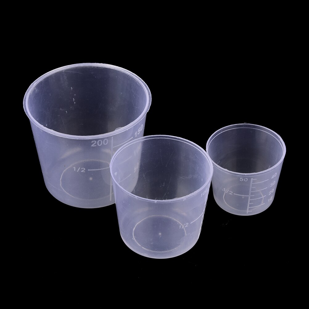 3 Stks/set 200 Ml 100 Ml 50 Ml Maatbeker Labs Plastic Afgestudeerd Maatbeker Bekers Keuken Gereedschap Accessoires