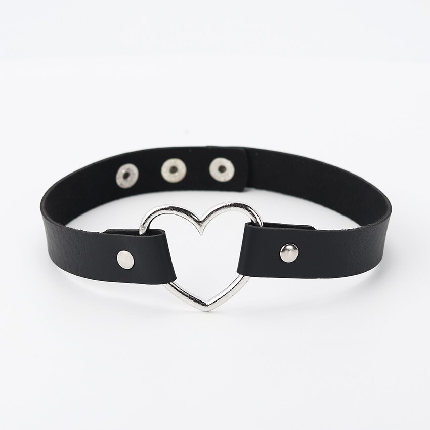 Gargantilla de piel sintética con tachuelas para mujer, Collar con remaches, hebilla, , joyería: black