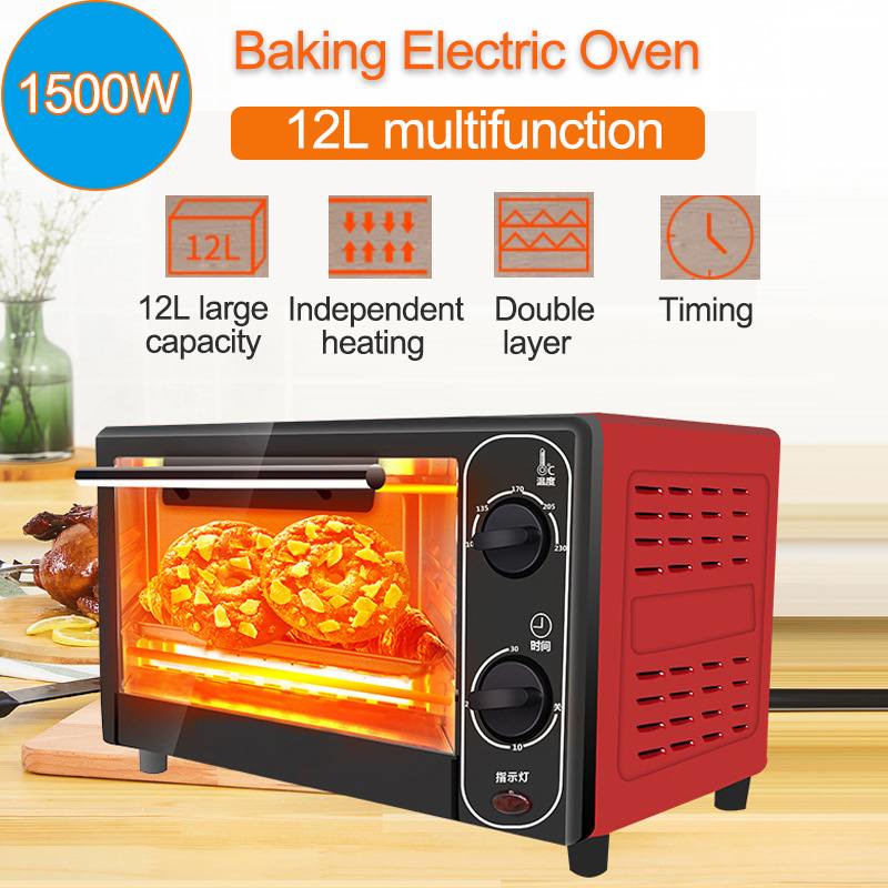 1500W 12L Huishoudelijke Mini Elektrische Oven Brood Bakken Machine Intelligente Timing Bakken Leven Thuis Keuken Brood Broodrooster