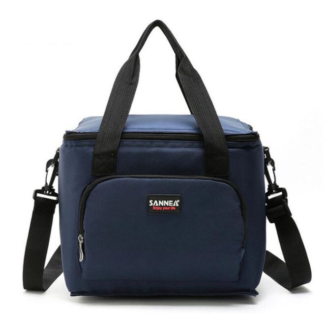 Grote lunch koeltas voedsel waterdichte picknick reizen opslag icepack bolsa termica bloem leger lunch zakken met schouder riem: Navy