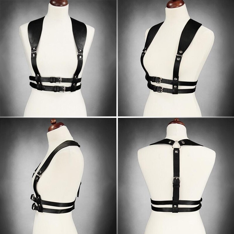 Harnais de poitrine gothique en cuir PU pour hommes, bretelles de gilet, ceintures de taille, Costumes de Cosplay, Punk rétro