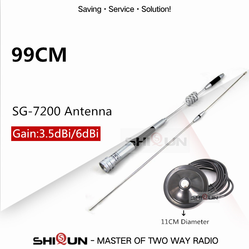 Mobile Antenna UHF/VHF Dual Band SG-7200+Car Clip Mount RB-400+5M Cable or Base For Ham Car Radio BJ-218 KT-7900D Walkie Talkie: 11CM Magnetic Base