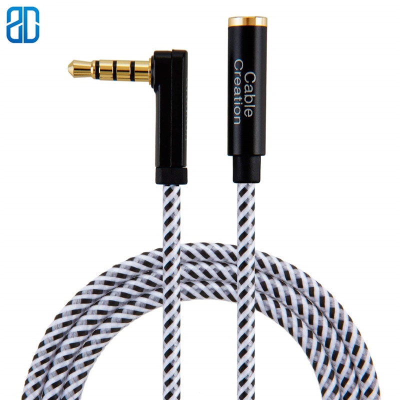 3.5mm TRRS Auxiliary Audio Kabel Man-vrouw Extension Stereo Audio Kabel 90 Graden Haakse (Microfoon Compatibel)