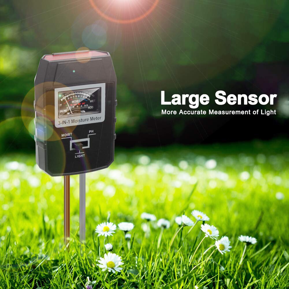 3-in-1 Boden ph-Meter Feuchtigkeit Tester drinnen Pflanzen Garten Rasen Licht Sensor