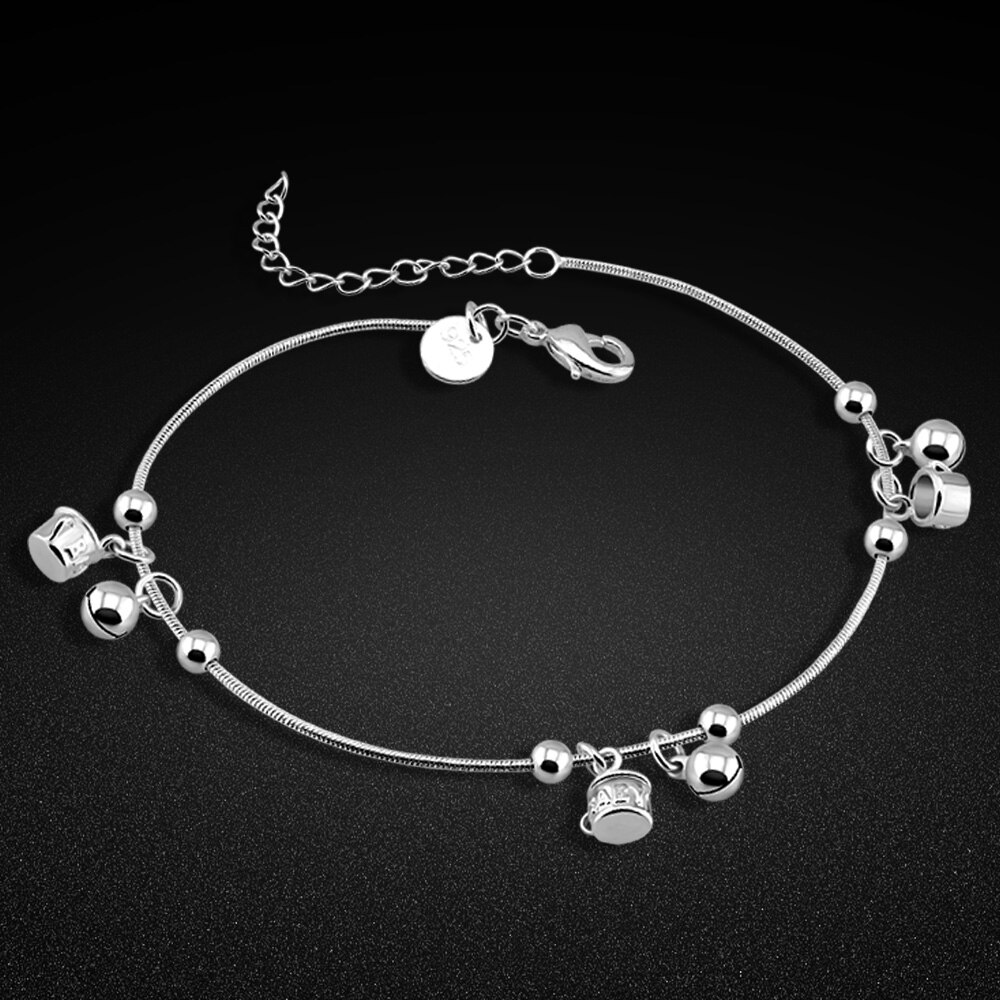 Zomer Mode-sieraden Vrouwen 925 Sterling Zilveren Enkelbandje Minimalistische Bel Enkel Zilveren Ketting Strand Accessoires Joalharia