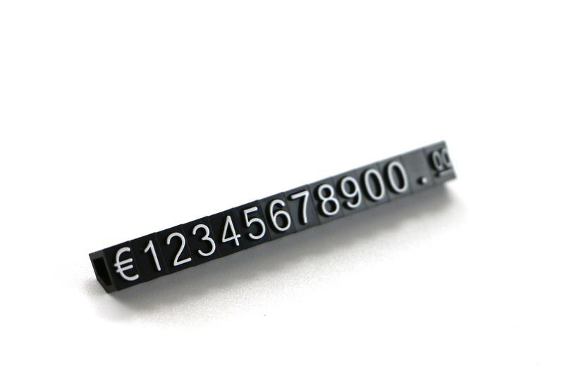 Reloj anillo joyería precio cubo visualización joyería Etiqueta de precios Euro Precio cubos número dólar GBP Kit joyería Etiqueta de precios soporte de mesa: White Euro