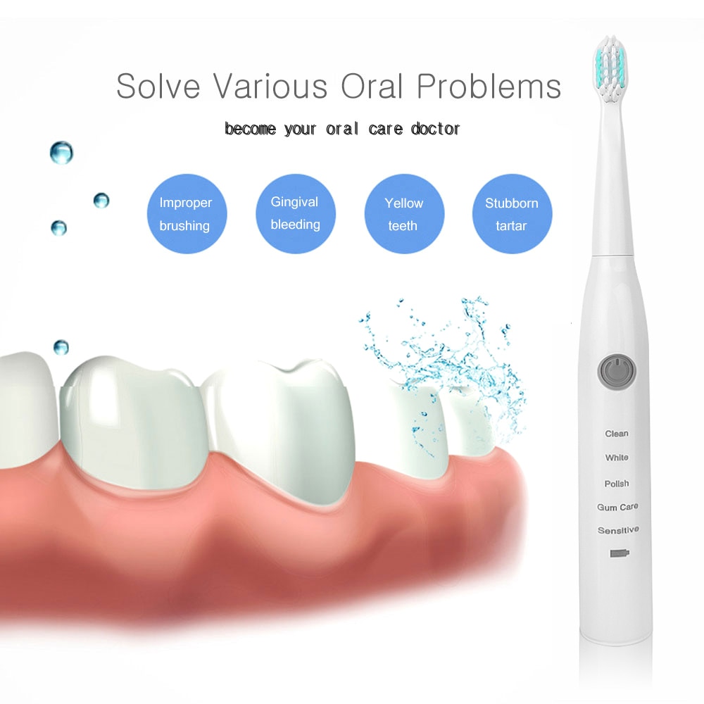 Ultralyds elektrisk tandbørste vibrationsblegning genopladelig mundhygiejneudskiftning 1+5 type tandbørstehoveder 5 tilstande