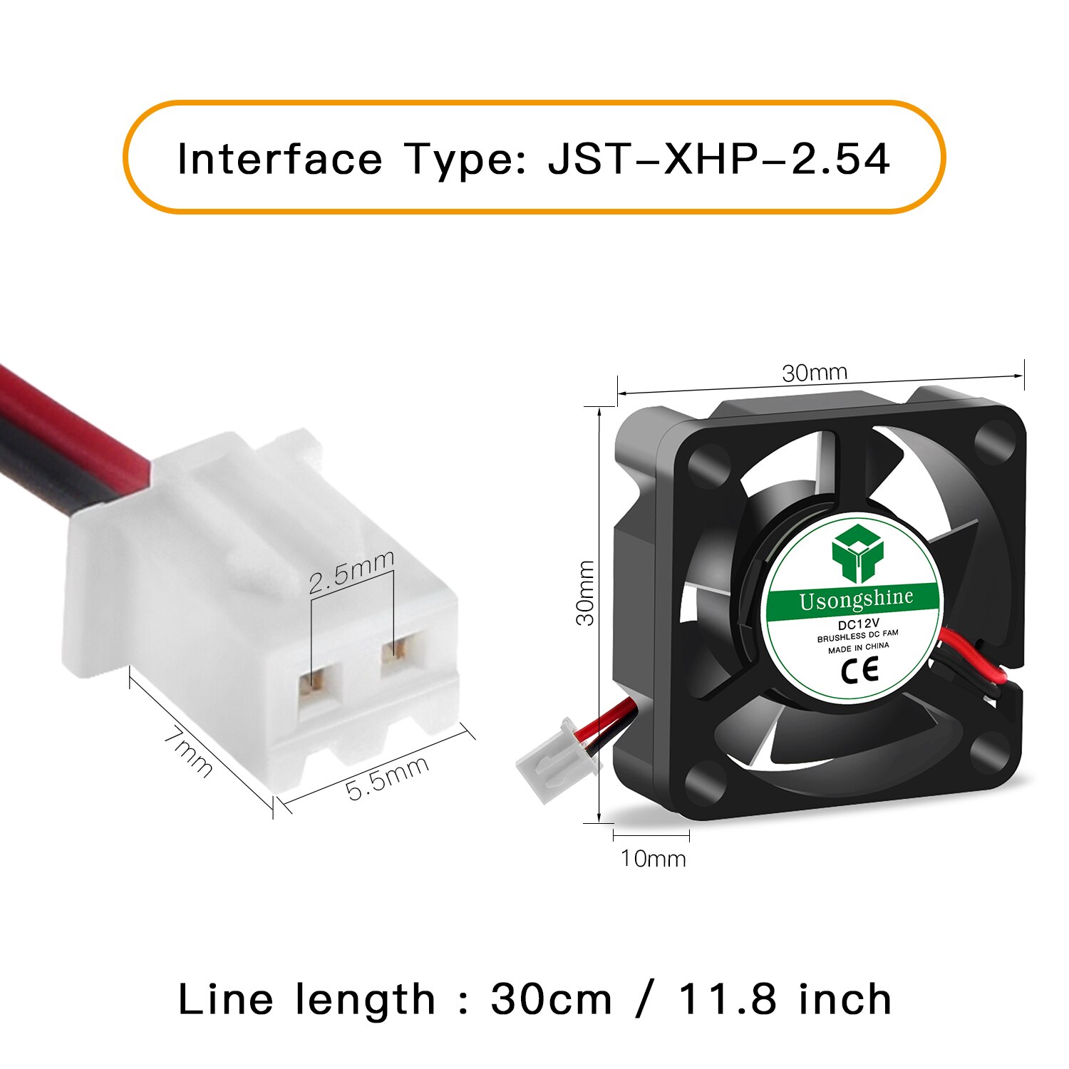 Twotrees 3D Pinter Parts 3010 fan 30MM 30x30x10MM 12V 5V 24V 2Pin DC Cooler Small Cooling Fan DIY Reprap For j-head hotend: WHITE