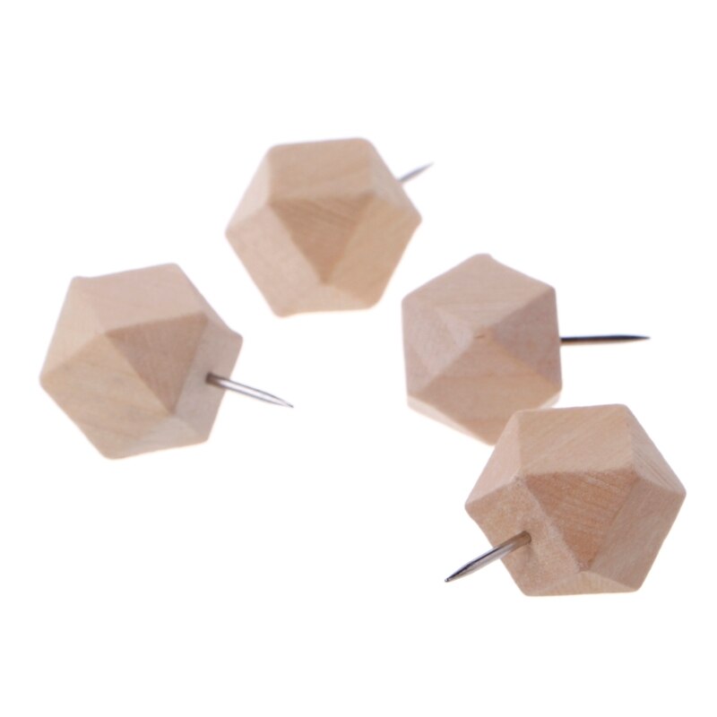 9 Pcs Wooden Thumb Tack Rhombic Decorative Drawing Push Pins Wood Head