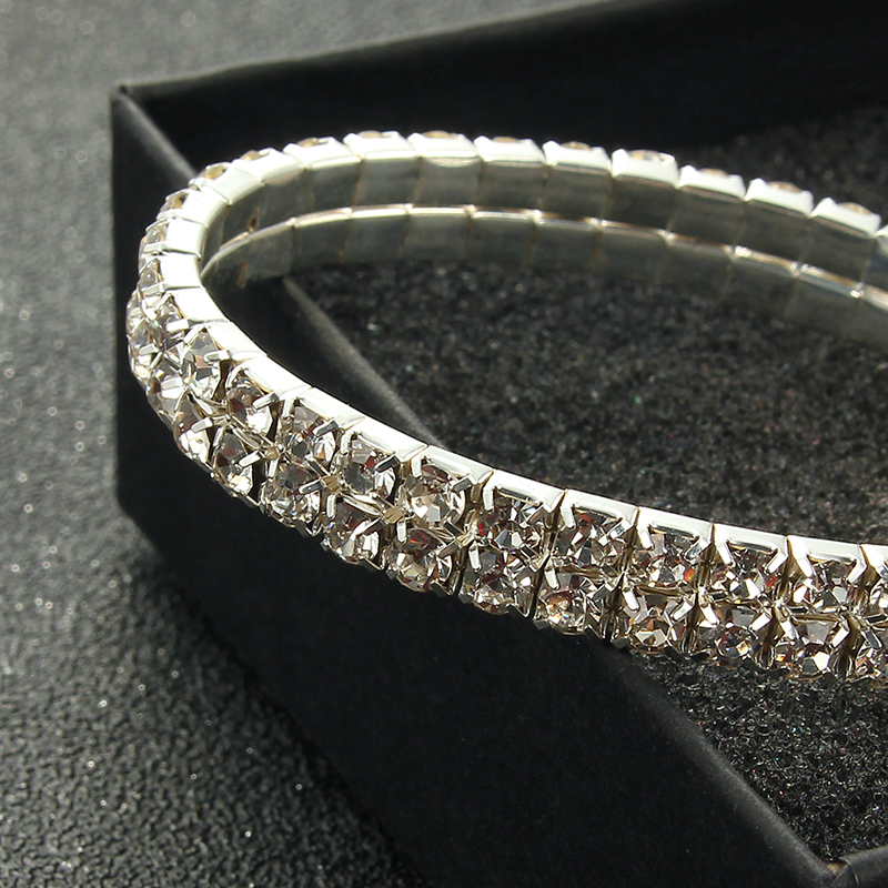 Bracelets et Bracelets en strass couleur argent multi-styles, Bracelet de mariée de mariage, extensible, bijoux pour femmes