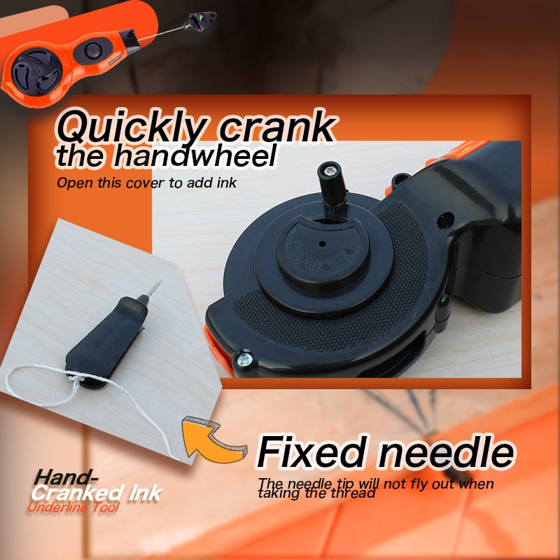 Hand-Cranked Ink Underline Tool Automatic Drywall Marking Level Standard Line Reel Carpentry Drawing Line Marker
