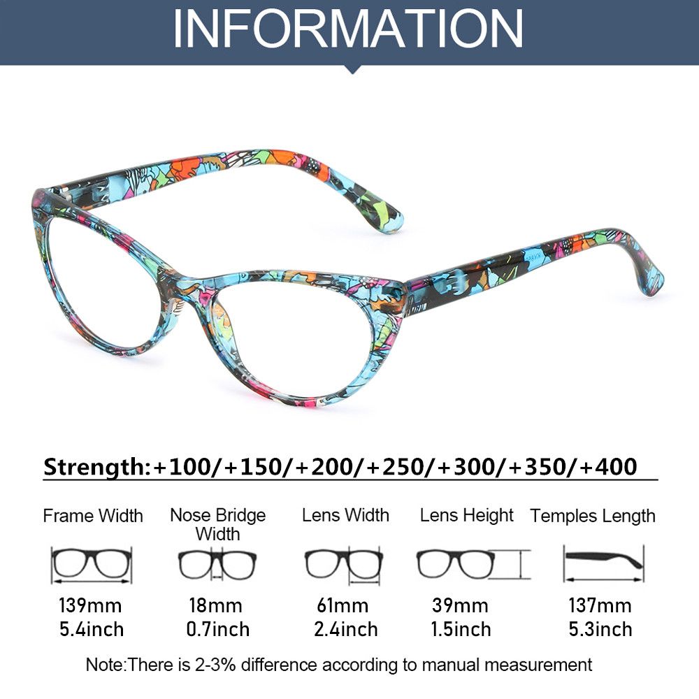 Floral Reading Glasses Urltra-Light Eye Protection Women Flowers Comfortable Eyeglasses