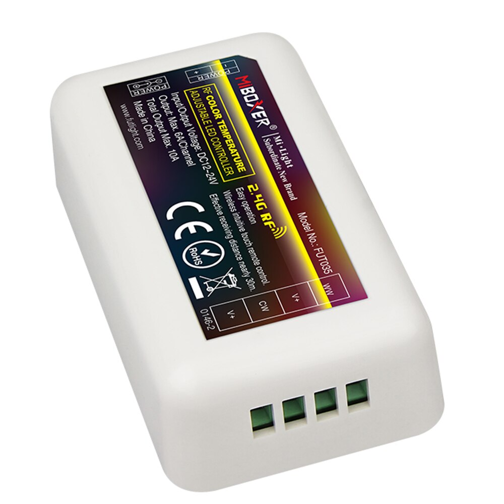 Miboxer fargetemperaturjustering cct ledet stripe kontrolleren 4 sone 2.4g rf trådløs fjernkontroll / app wifi / alexa google stemmekontroll