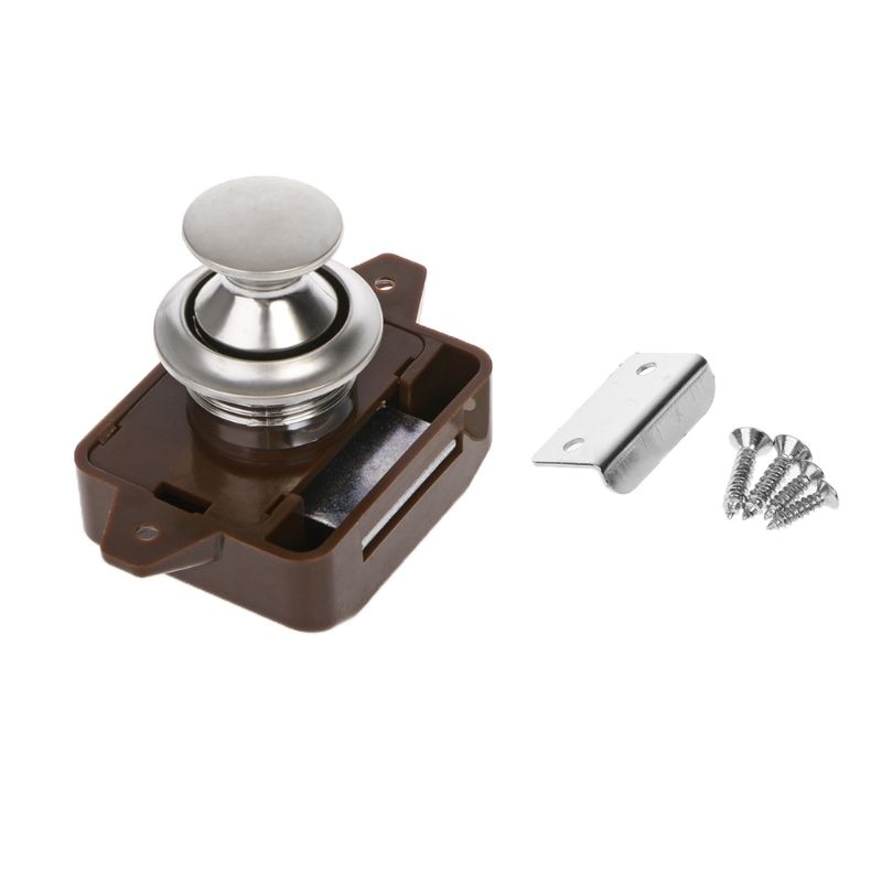 1x Camper Push Knop Vangst Lock Kastdeur Camper Kast Caravan Klink Knop Bruin Auto Accessoires
