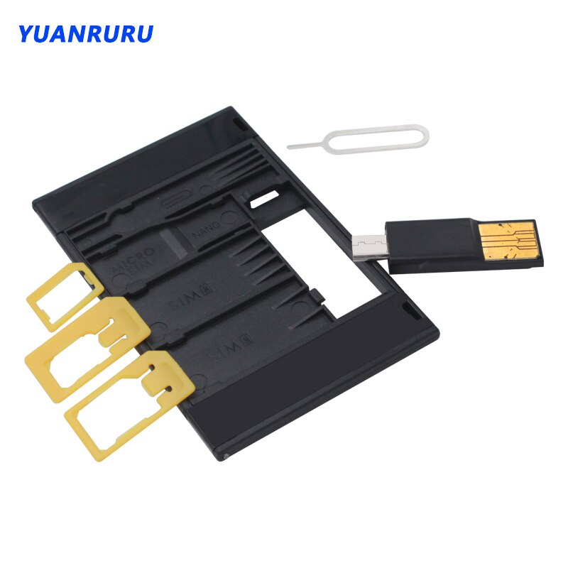 Credit Card Size Slim SIM Adapter Kit with TF Card Reader &amp; SIM Card Tray Eject Pin SIM Card Holder For iPhone Huawei Xiaomi