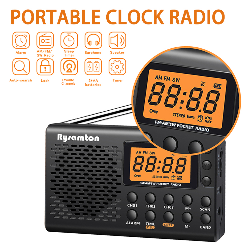 Portable Full Band AM FM SW Digital Display Radio Large Screen Stereo Timing Alarm Clock MP3 Multifunctional Recorder