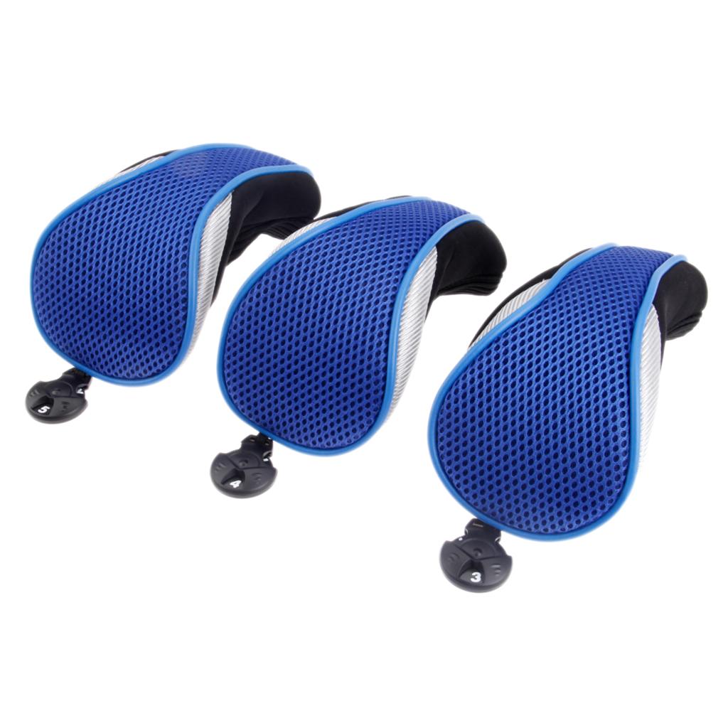 SURIEEN 3 Pcs/Set Golf Club Head Cover Golf hybrid club Headcovers Golf Head Covers Protect Set 6 Colors Choose: Blue