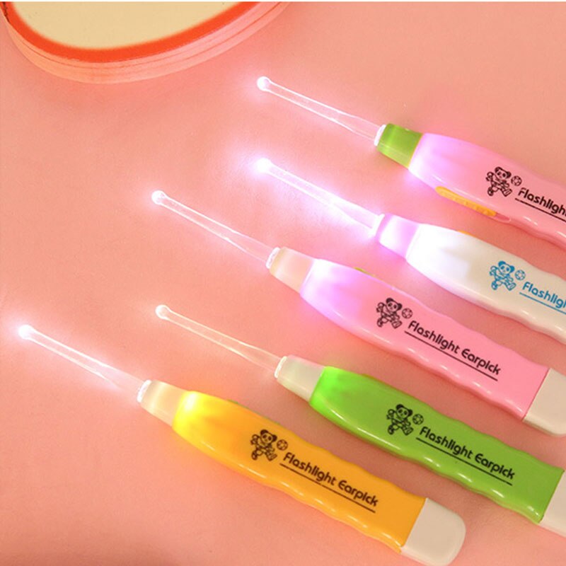 Oorstokjescurette met led-lampje, 1pc led-lampjes, oorstokjes, oorsmeerverwijderaar, oorsmeerlepel, spuit, lichtgevend lampje