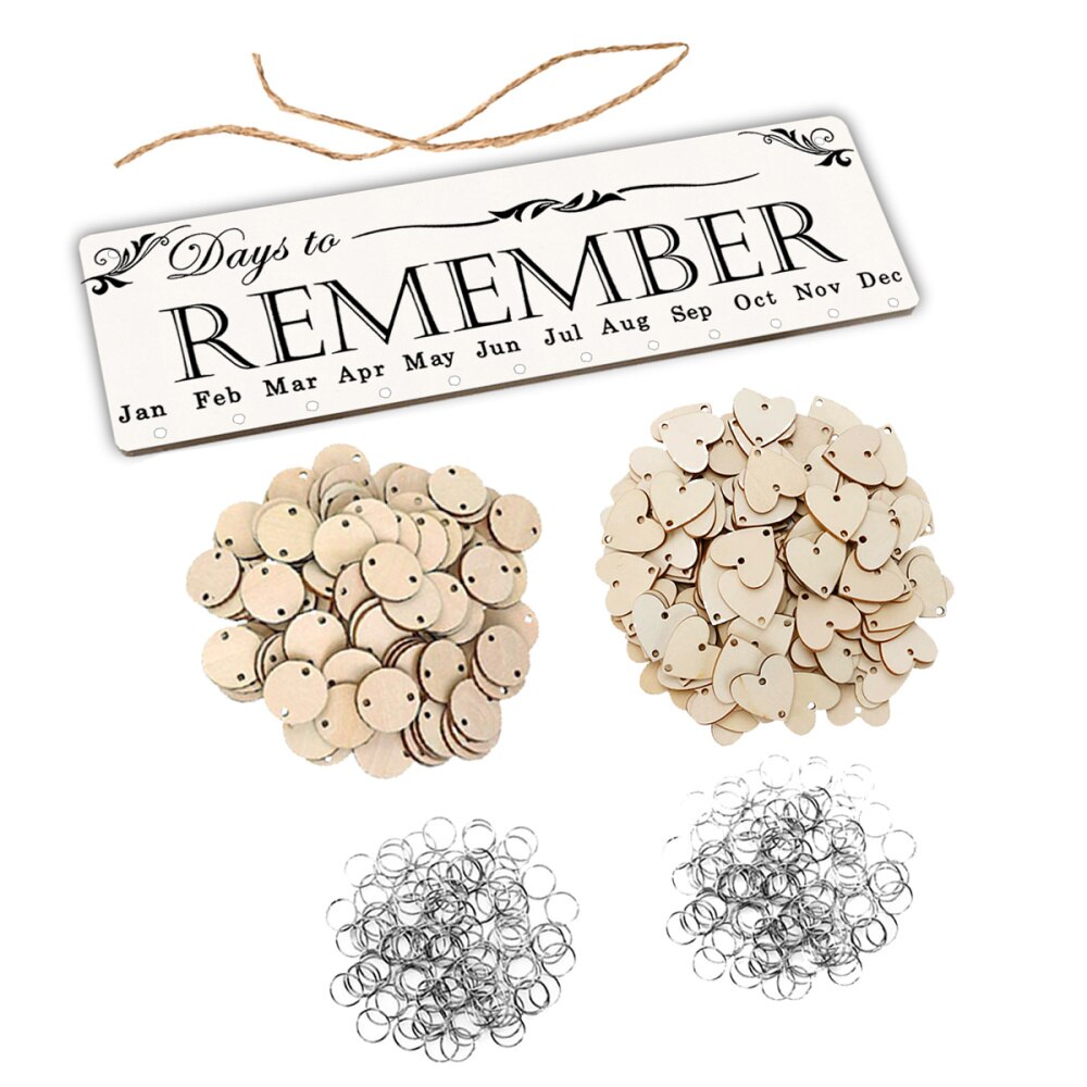 Special Days Calendar Set Wooden Hanging Plaque DIY Wood Slices Pendant Wall Birthday Reminder