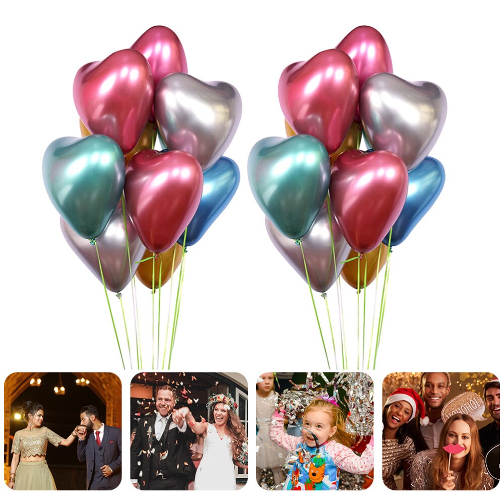 1 set van 50 stuks hartvormige latex ballonnen voor een bruiloft of verjaardag (willekeurige kleur)