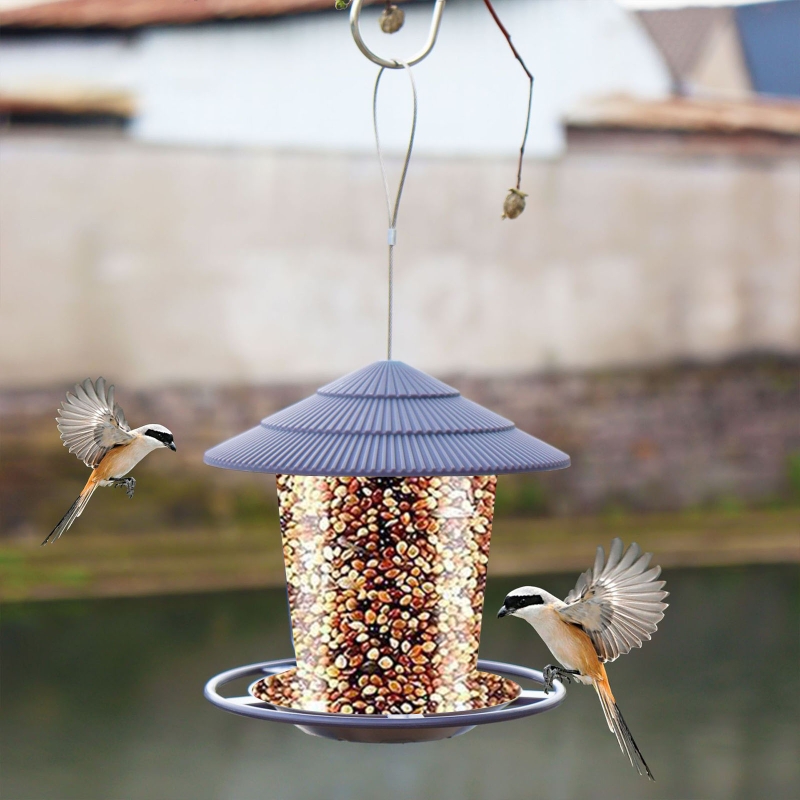 Wild Bird Feeders Plastic Hanging Bird Feeder with Perch for Outside Squirrel Proof Rainproof Garden Yard Decoration