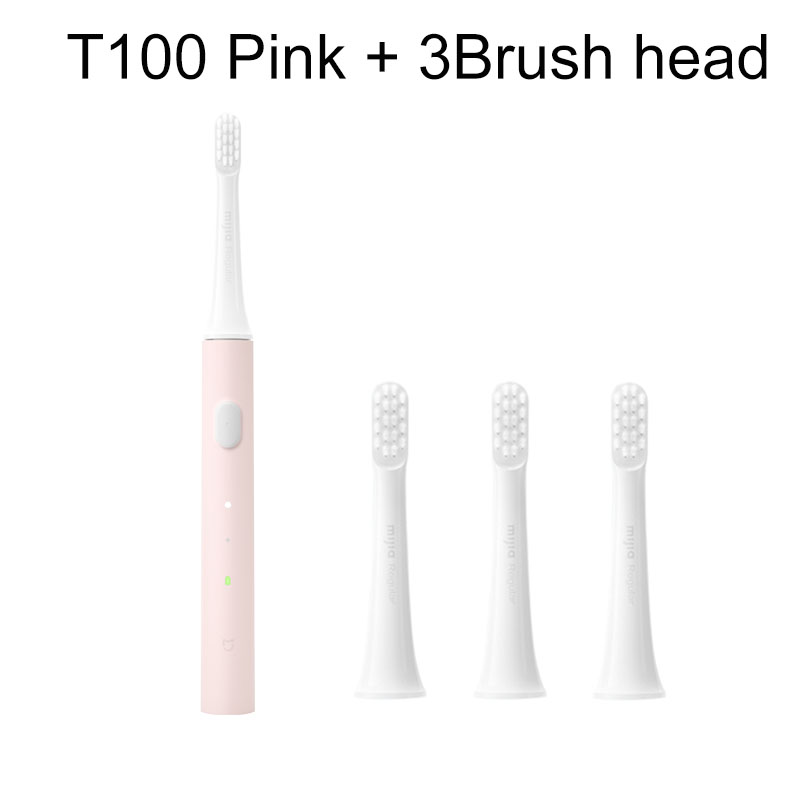 XIAOMI MIJIA Sonic Electric Toothbrush Cordless USB Rechargeable Toothbrush Waterproof Ultrasonic Automatic Tooth Brush kids: Pink Add 3 head
