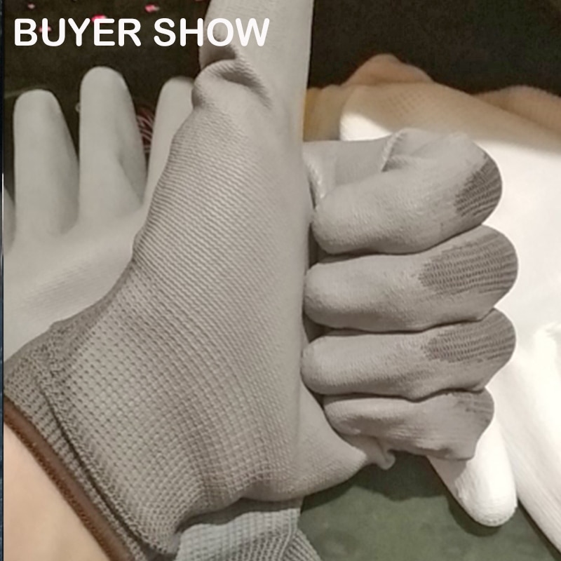24Pieces/12Pairs Knitted Safety Work Glove Construction Security Garden Rubber Industrial Working Gloves