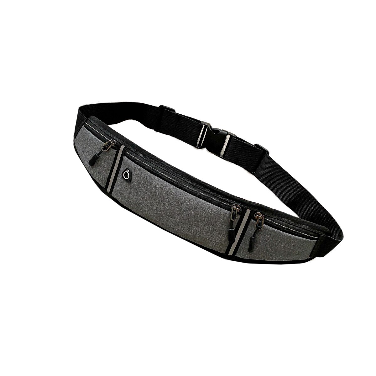 Kvinner sport midje bag utendørs reflekterende stripe fitness mobiltelefon midje bag med øretelefon hull jogge løpebager: Grå