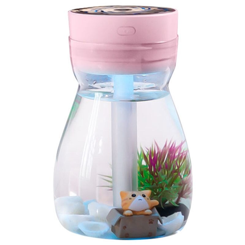 Cute Cool Mist Humidifier Office Bedroom Air Purifier Usb Charging Kawaii Air Humidifier With Led Light Air Moisturizing Bottle: Pink
