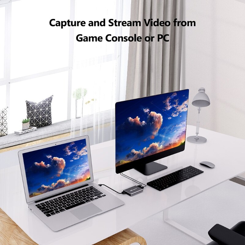 USB Port Capture Card with Micro Phone Input High Speed Interface Gamepad Party Record the 1080P Video IN/OUT