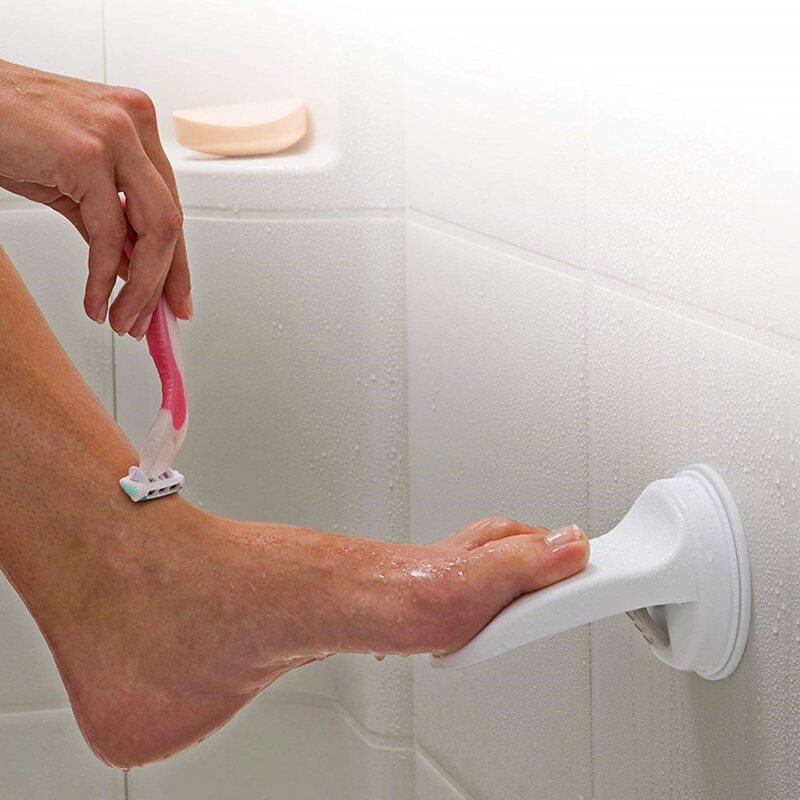Jaycreer sugekop & skridsikker klistermærke sikkert greb brusebad fodstøtte barbering badeværelse brusefod trin til kvinde
