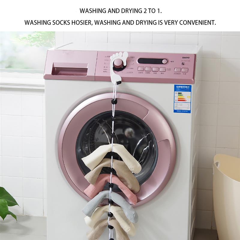 Hjemmestrømper hængende reb multifunktionelle vasketøjskurv netto vaskestrømper strømper tørring af strømper