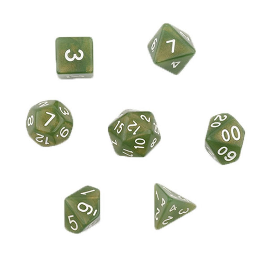 7pcs/set Games Gaming Dices Multi-sided Dices Desktop Game Accessories Multi Faceted Acrylic Dice Suit: Mustard Green